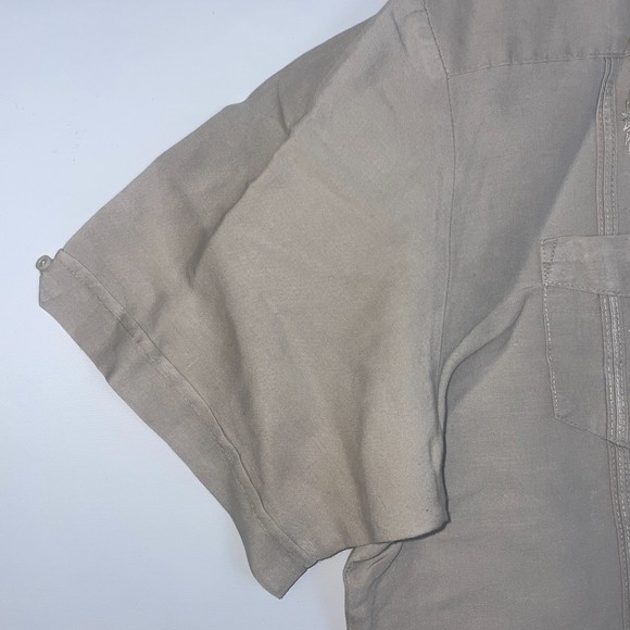 CUBAVERA MENS CREAM CIGAR SHIRT size xl Button Up Bowling Striped Short Sleeve - Picture 3 of 12